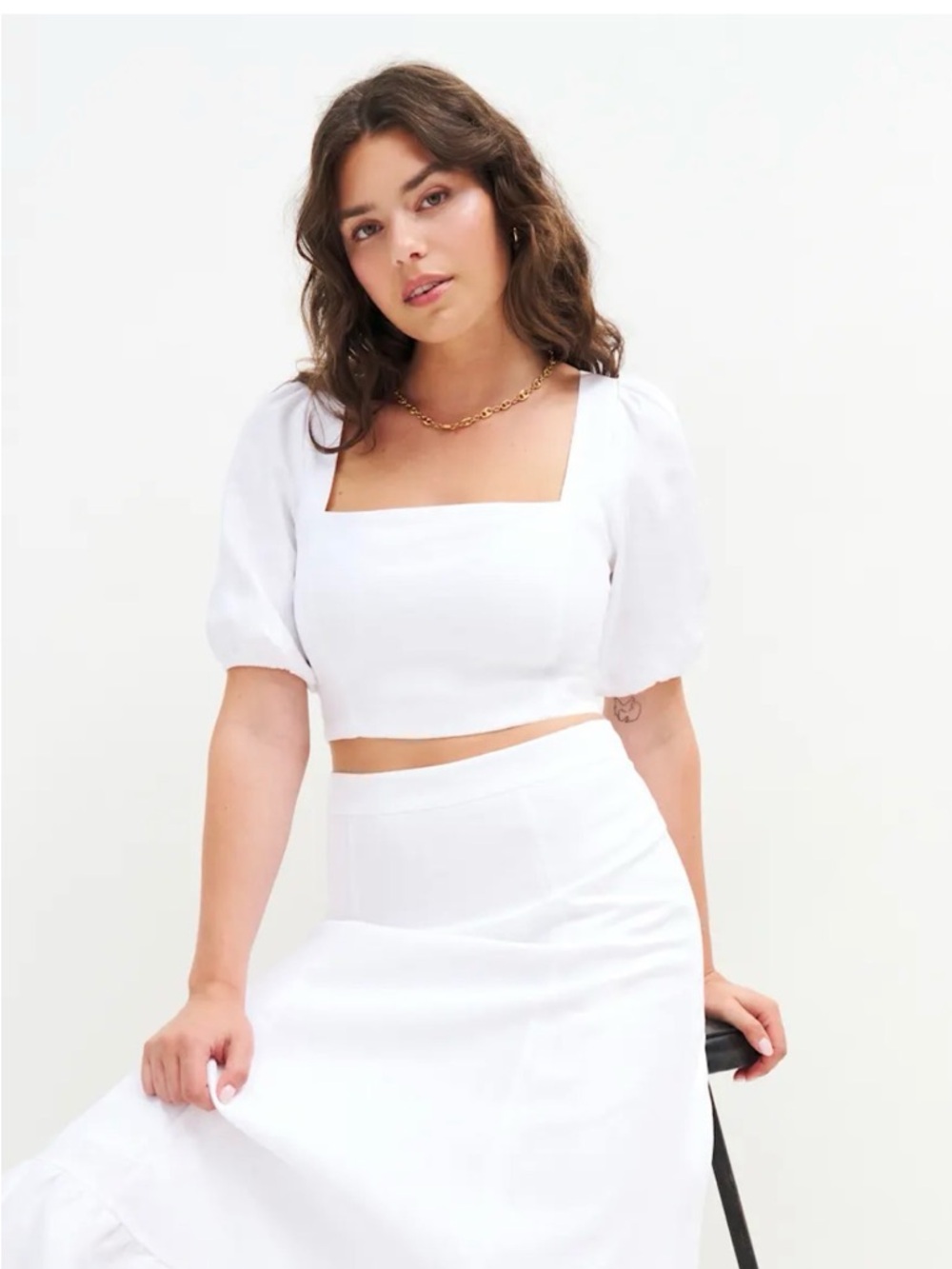 Reformation White Midi Ruffle-Hem A-Line Skirt - Picture 4 of 5